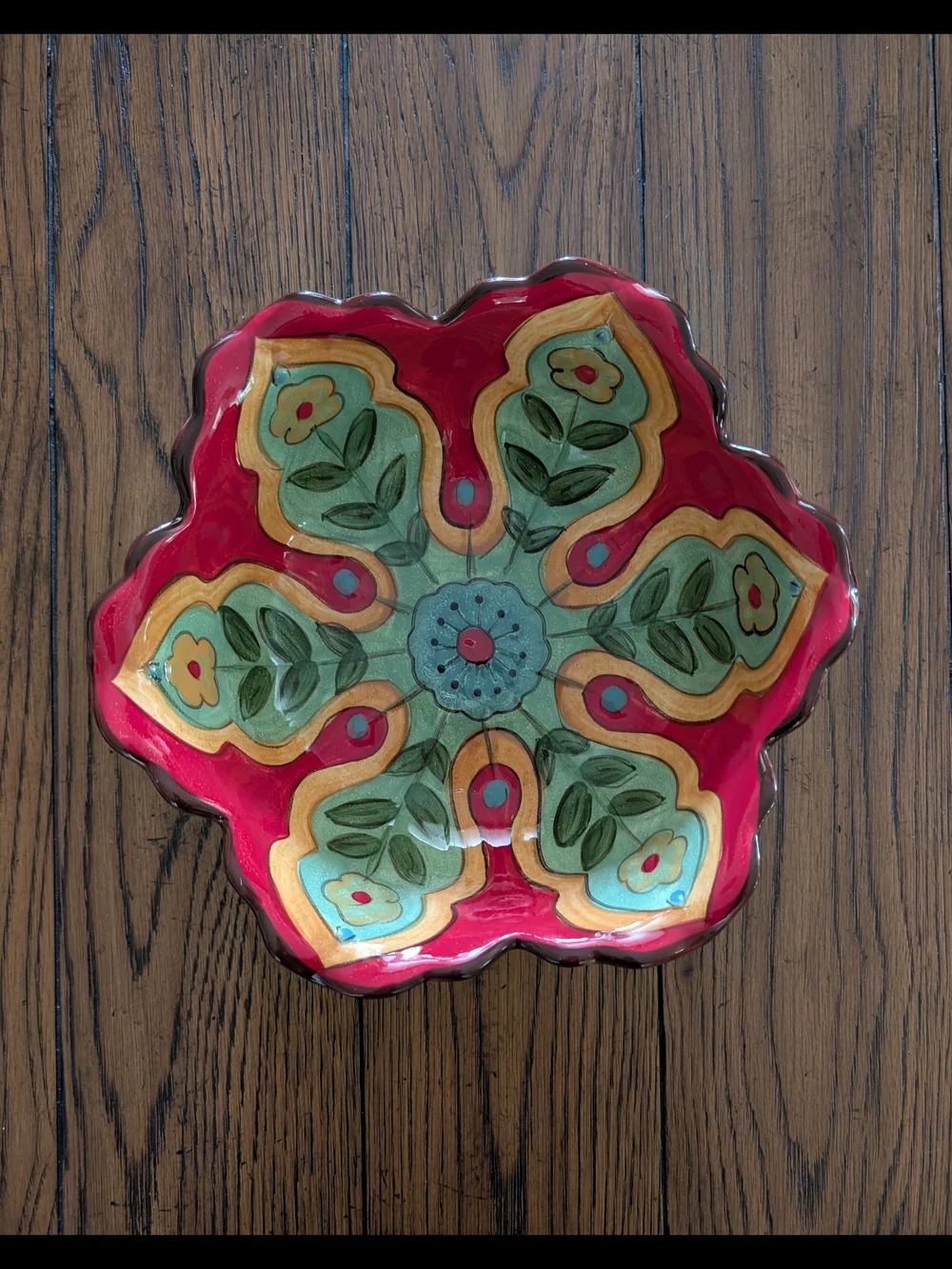 Pier 1 Imports Carynthum Earthenware Serving Bowl Floral Design